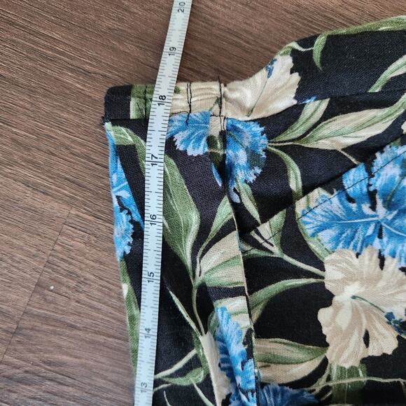 Kensie Linen Blend Floral Pull On Pants XL Minimalist Lagenlook Beach Summer - Picture 5 of 7